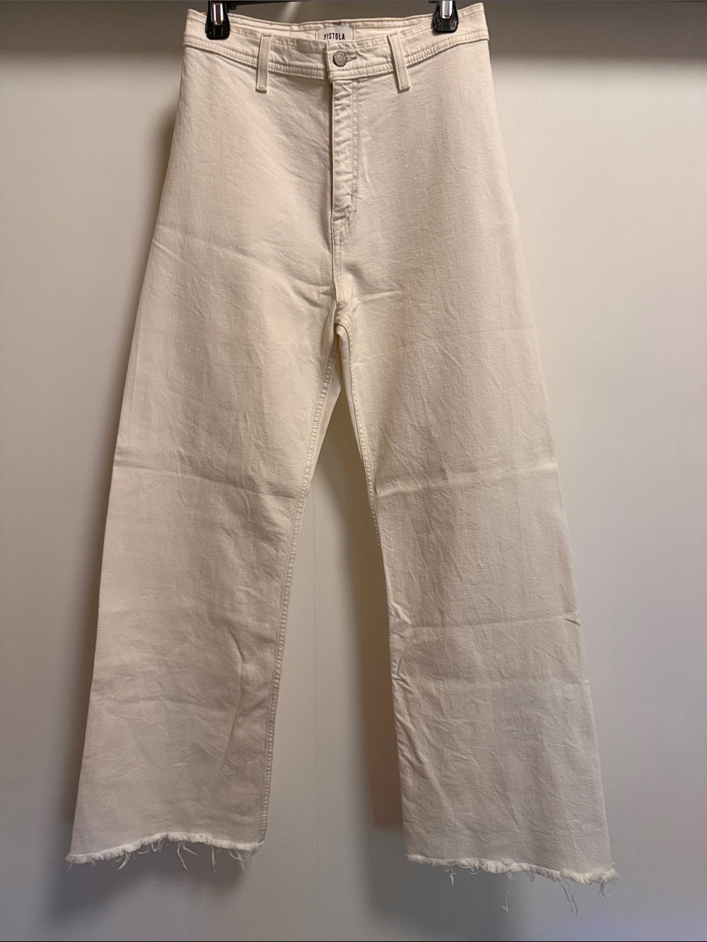 Pistola women’s size 29 White / Ivory High Rise Wide Leg Jeans with Raw Hem